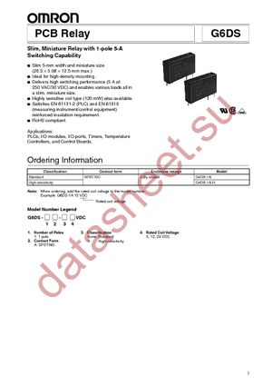 G6DS-1A-H-DC12 datasheet  